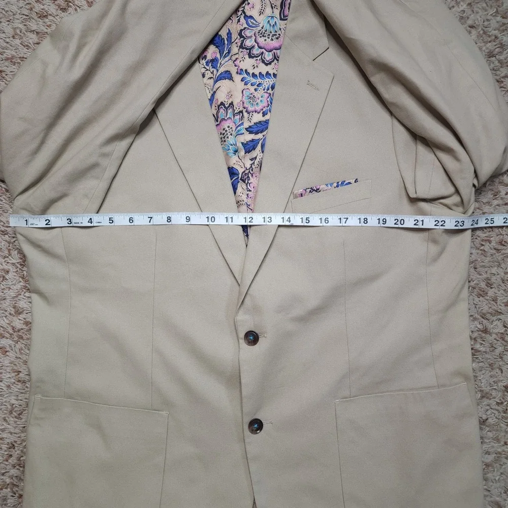 Alan Flusser‎ Mens XL Beige 2 Button Sports Coat Blazer